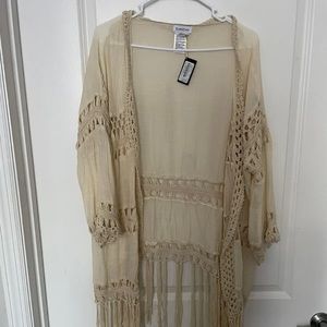 Bebe Gauze/ Crochet Fringed Cover up
